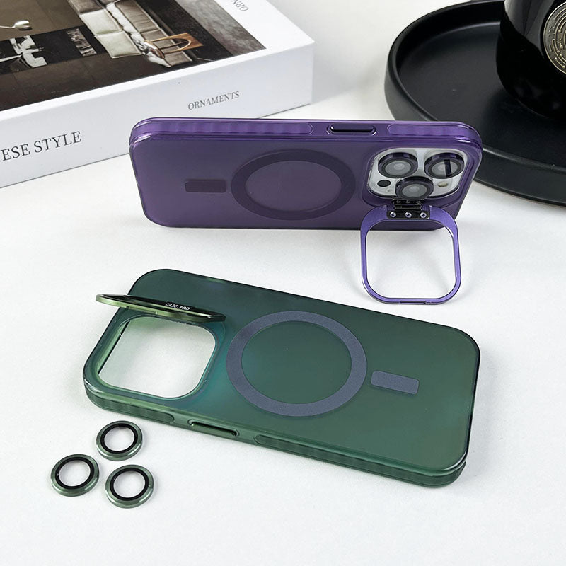 For iPhone 12 / 12 Pro Case Camera Kickstand IMD PC+TPU Phone Cover Compatible with MagSafe - Purple For iPhone 12 / 12 Pro Case Camera Kickstand IMD PC+TPU Phone Cover Compatible with MagSafe - Purple